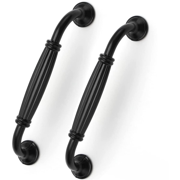 Sett med 12 matte sorte aluminiumsdørhåndtak, 96 mm