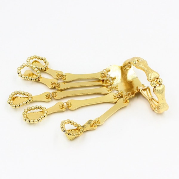 Damskalle Metal Skelett Armband Ring Armband (guld)
