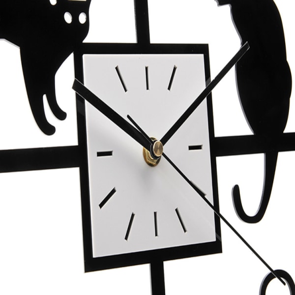 Svart katt väggklocka enkel stil söt kattunge väggklocka