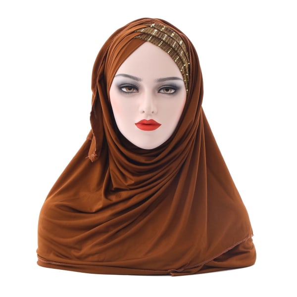 Women's Hijab Muslim Hijab Full-Coverage Long Scarf-camel yellow