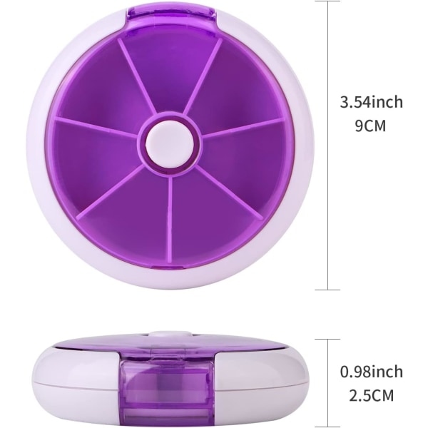 Creative Portable Mini 7-dages ugentlig cirkulær form Pill Opbevaringskasse Box Purple