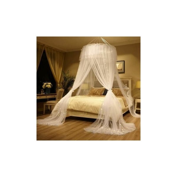 Myggnett himmel seng gardin kuppel nett for to queen size senger