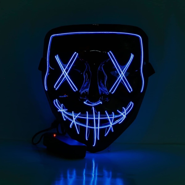 CyanCloud Halloween Mask LED Light Up Skr?mmande gl?dande mask EL Wire Light up f?r Festival Cosplay Party Halloween (Blue)