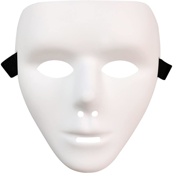 A-SZCXTOP Halloween-masker,Anonyma masker f?r helansiktshacker Street Dance Ghost Step Mask f?r vuxna Barn White