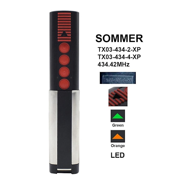 TX03-434-4-XP TX03-434-2-XP 434.42MHz Fjärrkontroll för Garageportsöppnare för SOMMER 4014 4022 4 [FW]
