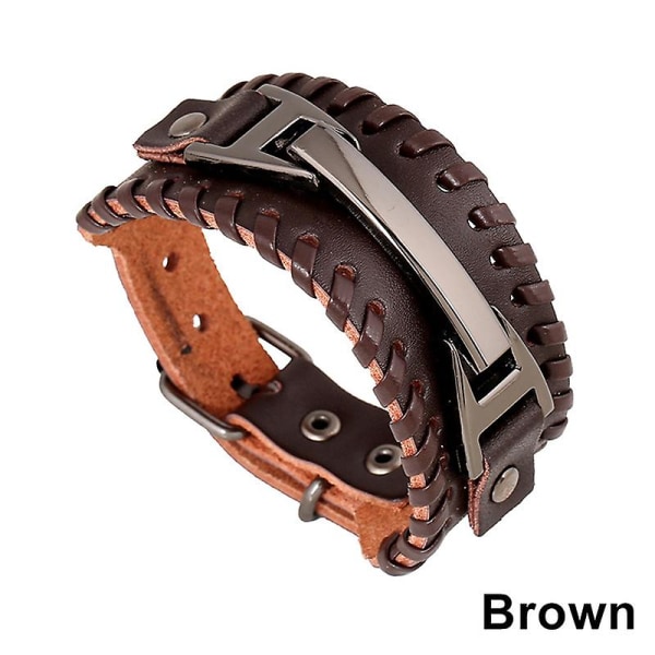 1 st Man Handgjorda Pu Läder Armband Flätat Armband Set