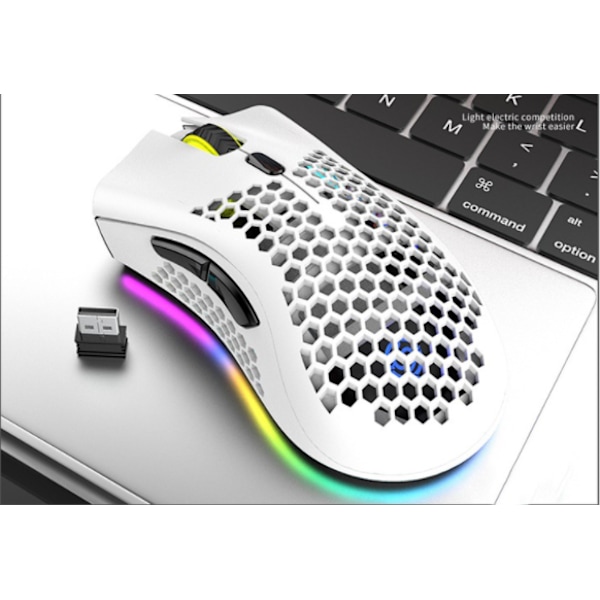 USB trådlös mus med bikakehusdesign - vit