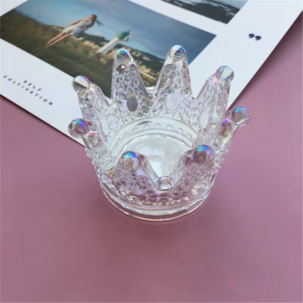 Glas Kristall Krona Ljusstake #3