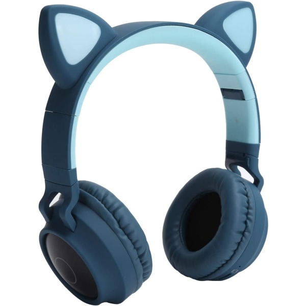 Trådløse Bluetooth5.0 Cat Ear-hodetelefoner med mikrofon blå2