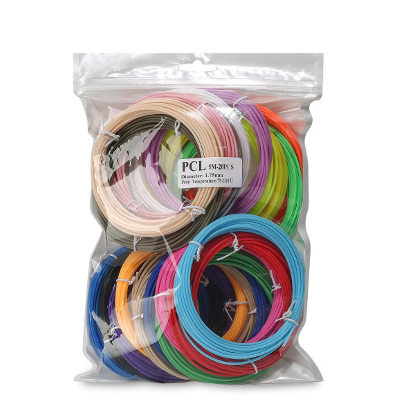 3D-tulostuskynän PCL-lanka 1,75 mm 20 värin sarja (100 m satunnainen väri)