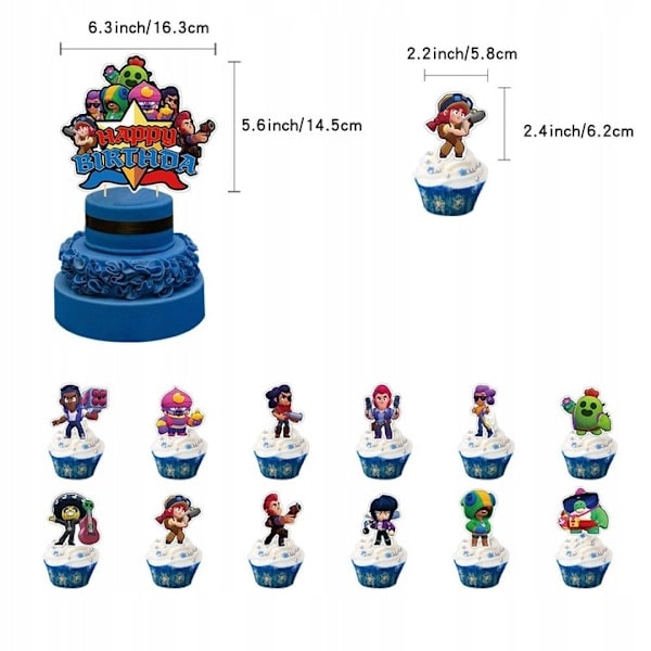 BALLONGER BRAWL STARS FÖDELSEDAGSFESTDEKORATIONSSATS 32 ARTIKLAR 32 ST