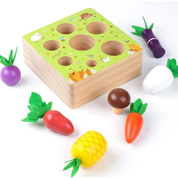 Wooden Farm Harvest Game Toy, tidlig læringsleke for gutter og jenter