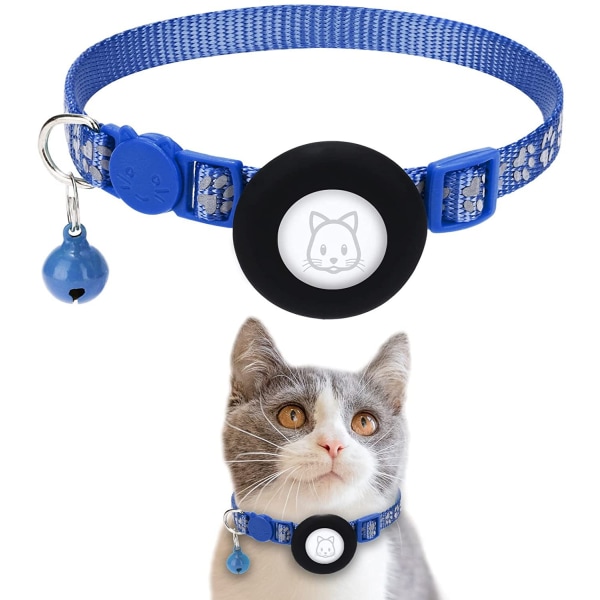 justerbar AirTag Cat Collars Reflekterende Air Tag Med Klokke blue