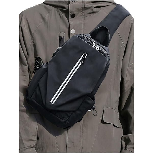 Crossbody Rygsæk Skuldertaske Mænd Kvinder Egnet, Sort