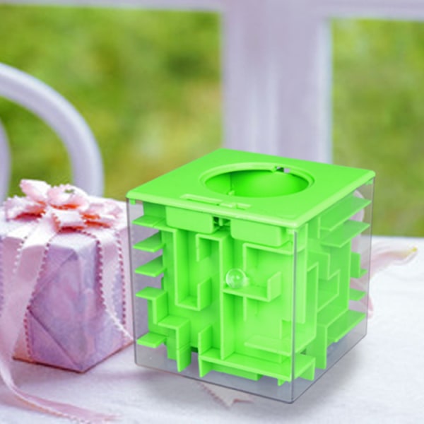 Money Maze Cube Pengeboks og puslespill original gave, grønn