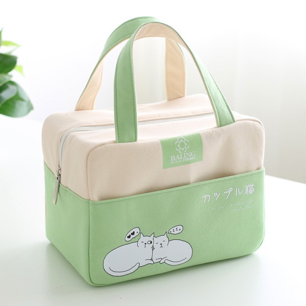 Stilfuld Bento Lunch Tote Bag - Isoleret Grøn