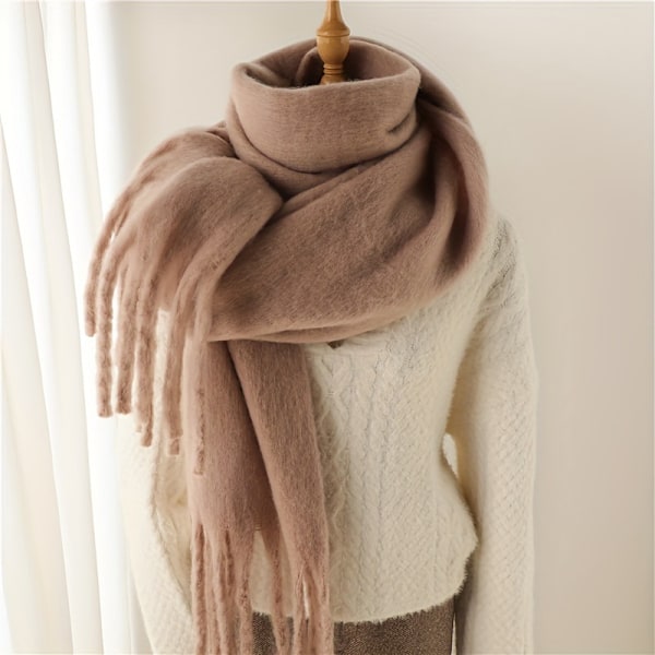 Fluffy Chunky Scarf - Luksuriøs Imiteret Cashmere, Ultra-Blød og Hyggelig, Tidløst Design i Ensfarvet