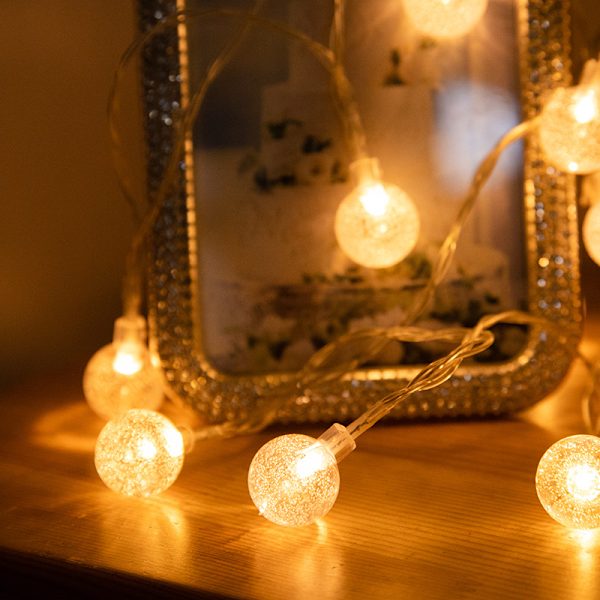 Solcellslingor 30LED 6.5m 8 lägen 2.4 bubbelboll varmvit