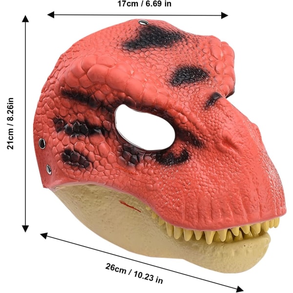 BestAlice Dino Mask Moving Jaw, Dinosaur Mask Huvudbonader, Jurassic Movable Dinosaur Head Toys Velociraptor Mask Halloween Orange 23 x 15 x 13 cm/9 x 5 x 6 inch