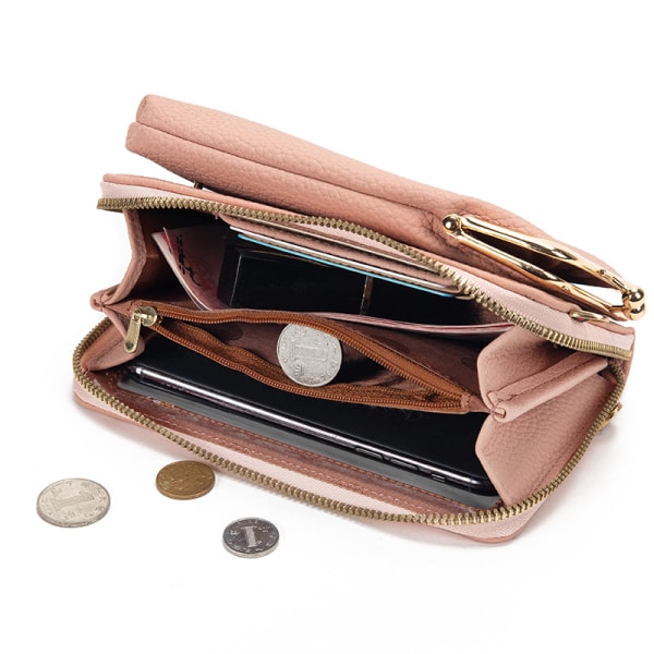 Naisten lompakko vetoketjullinen kosketusnäyttö minipuhelinlaukku, harmaa