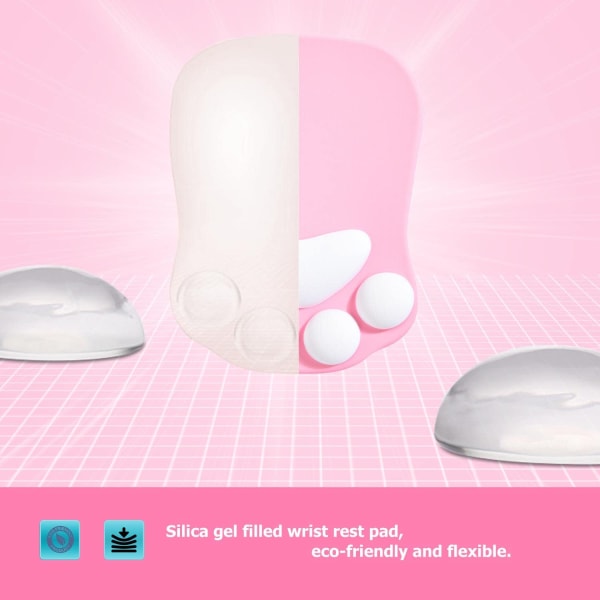 Musemåtte med håndledsstøtte, silikone gel musemåtte-pink