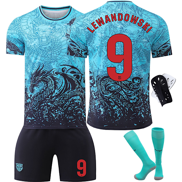 2025-2026 Barcelona specialutgåva Nr. 9 Lewandowski 8 Pedri 6 Gavi 10 Messi 19 Yamal tröjset blå{HONGDE} No. 8 Pedri with socks Size S