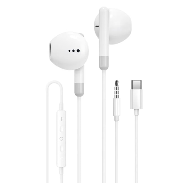 Typ C 3,5 mm Trådbunden Hörlurskabel In-Ear Brusreducerande Gaminghörlurar med Mikrofon för Apple Samsung Android Smartphones White(for iPhone) Built-in Microphone