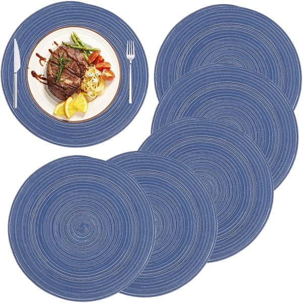 Värmebeständiga, halkfria runda bordstabletter för (blå 6 st)