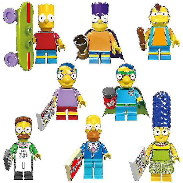 8 stk. The Simpsons Minifigurer Børns Pædagogiske Samlede Byggeklodser Legetøj