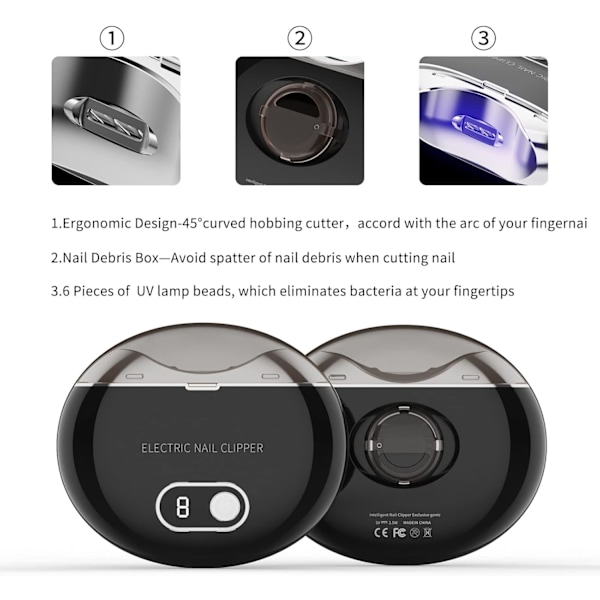 Automatiska nagelklippare, elektriska nagelklippare, svarta nagelklippare
