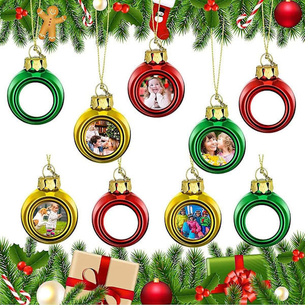 9 st sublimering julboll, obruten julgran ornament