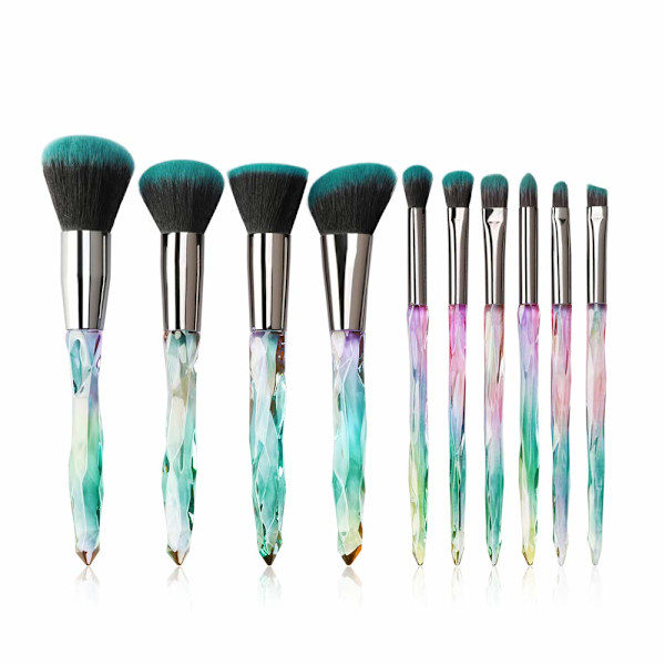 Makeup Brushe Crystal Handle Set 10PCS Brush Grøn