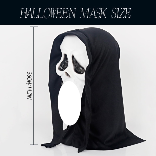 keland Skummel Ghostface-maske Skrikmaske Skrämmande Halloween Cosplay-rekvisita