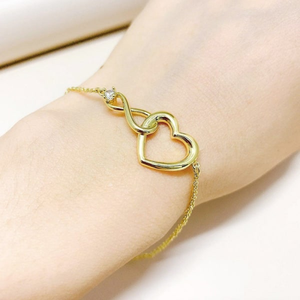 Hjerteformet armbånd for kvinner, uendelig hjertearmbånd gold