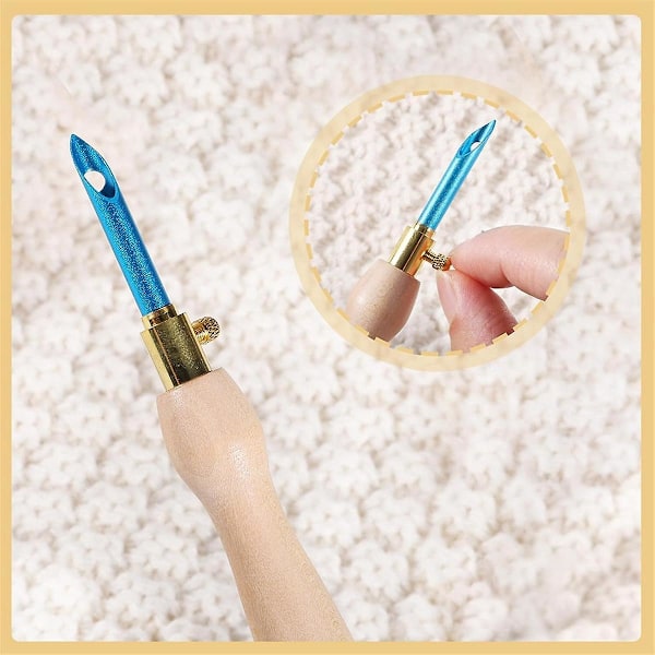 23 st Punch Needle Kit, Justerbar Punch Needle Set i Trä för Vuxna Nybörjare Broderi