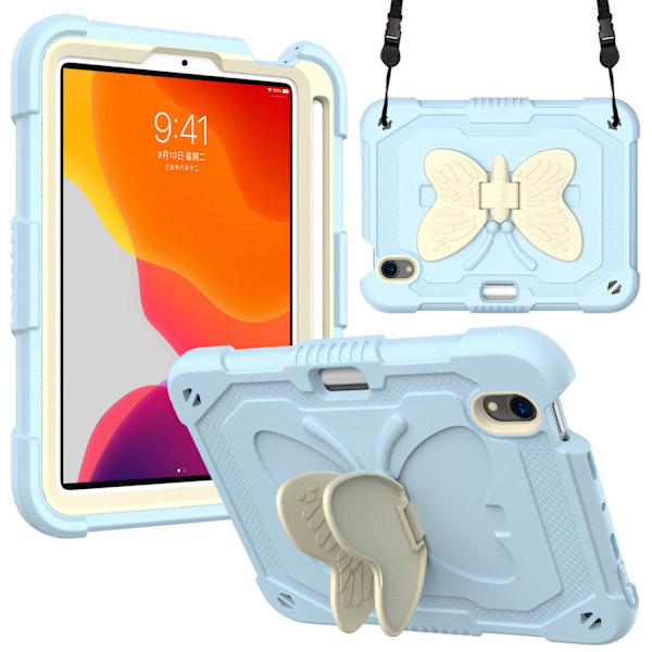 2-lagers fodral för surfplatta med fjärilsställ för iPad 9:e generationens 10,2