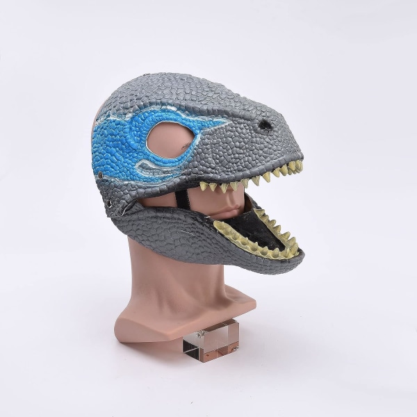 BestAlice Dino Mask Moving Jaw, Dinosaur Mask Huvudbonader, Jurassic Movable Dinosaur Head Lelut Velociraptor Mask Halloween Blue 23 x 15 x 13 cm/9 x 5 x 6 inch