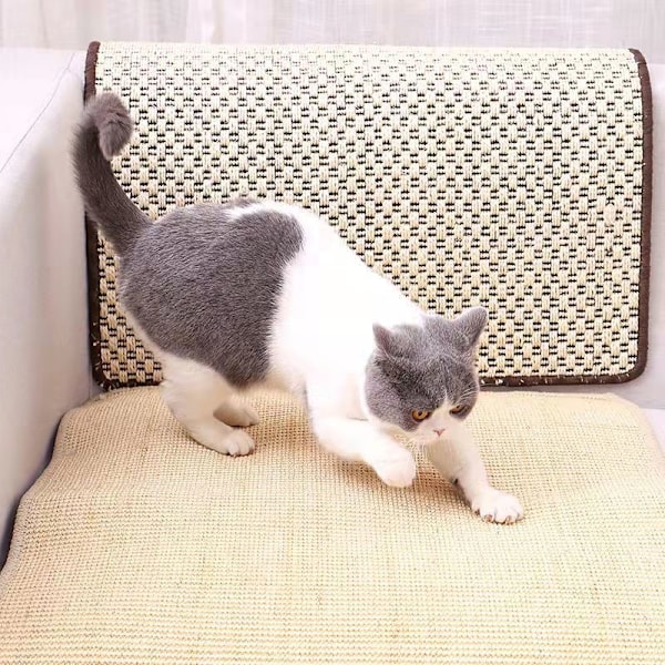 Kattklösbräda Sisalmatta Kattklös för att vässa klor Skrapa Katters Träd Kattleksaker Stol Bord Soffmattor (1st, Brun)