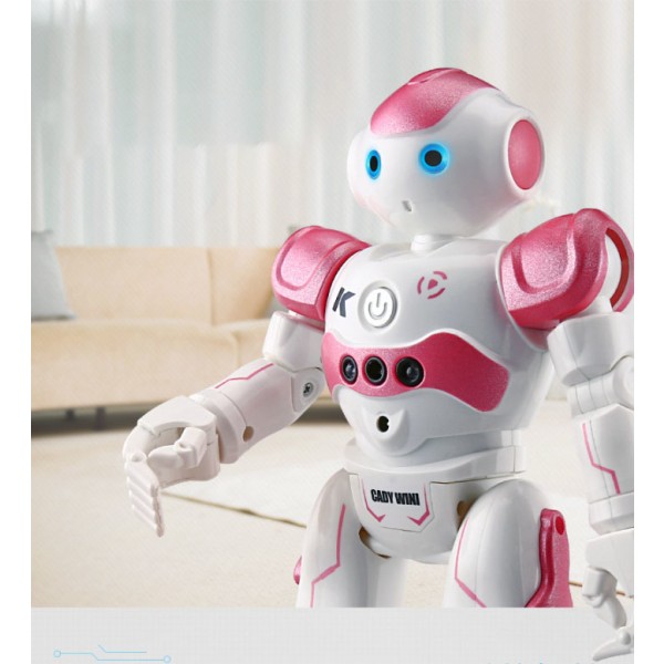 Barnerobot for barn, oppladbar smart robotleke (rosa)