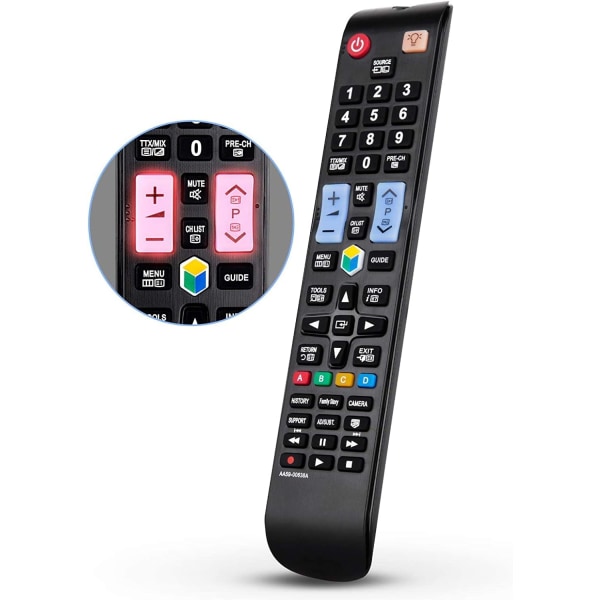 Samsungs universelle fjernkontrol til alle TV-apparater AA59-00638A, til Smart TV, LCD, LED, QLED, SUHD, UHD, HDTV, Curved Plasma TV, 4K