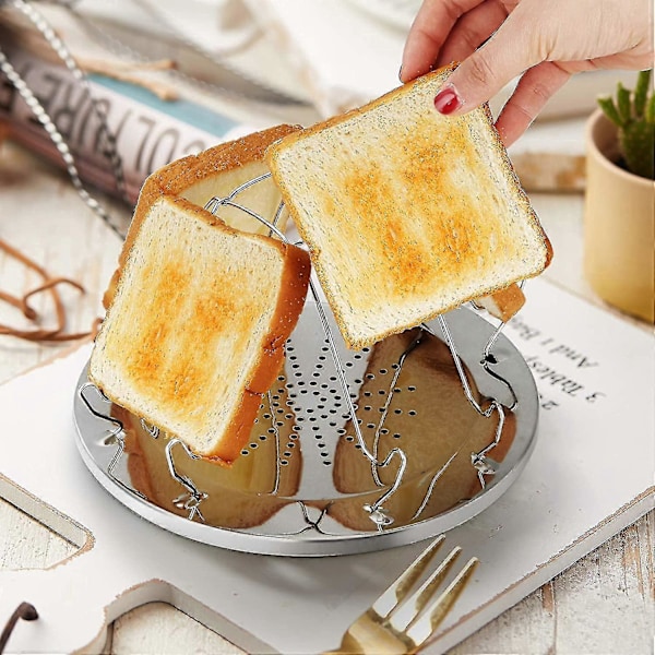 1 stk. Camping Toaster til Gasblus, 4 Skiver Foldbar Gasblus Toaster