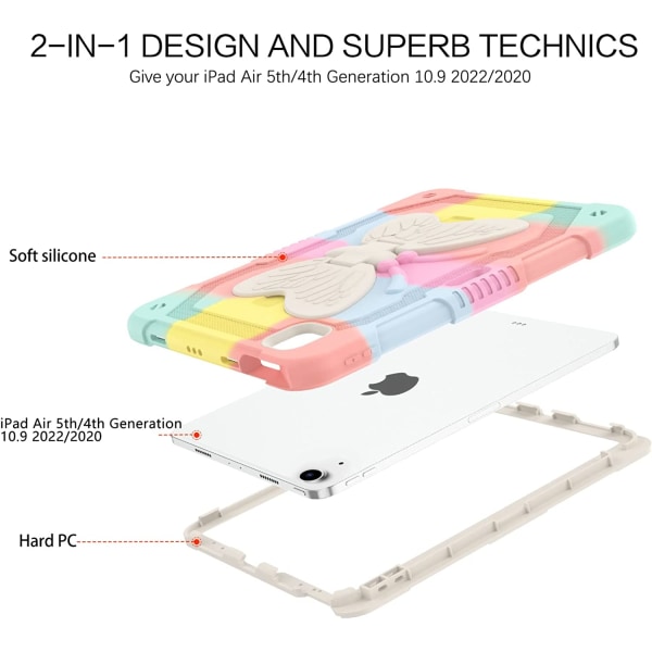 2-lagers surfplattafodral fjärilsställ för iPad 9:e 10,2