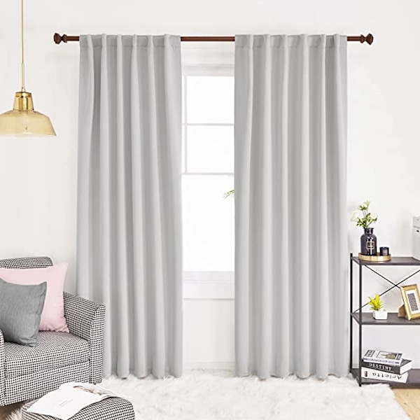 Vit grå vattentät mörkläggningsgardin, kroktyp, 1m*2.7m (B*H)