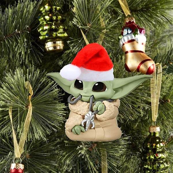 Baby Yoda-hänge till julgran, platt hängande prydnad till jul 5#