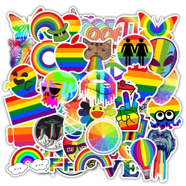 50st stickers klisterm?rken - Pride motiv - Rainbow - Dekaler multif?rg