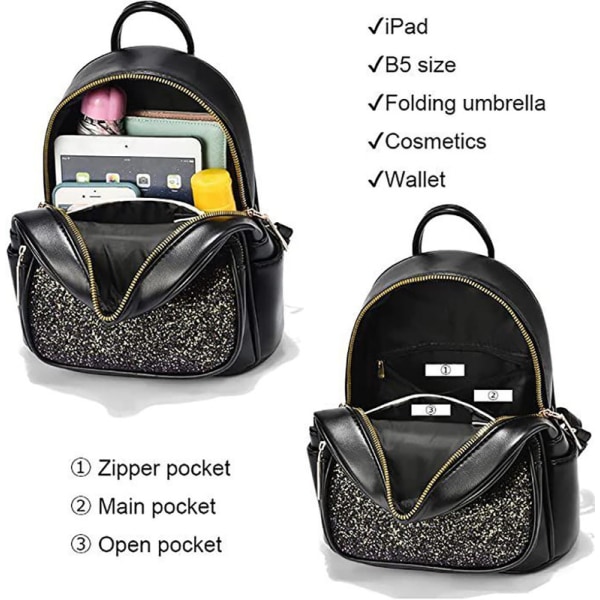 Women's mini backpack, cat ears and sequins