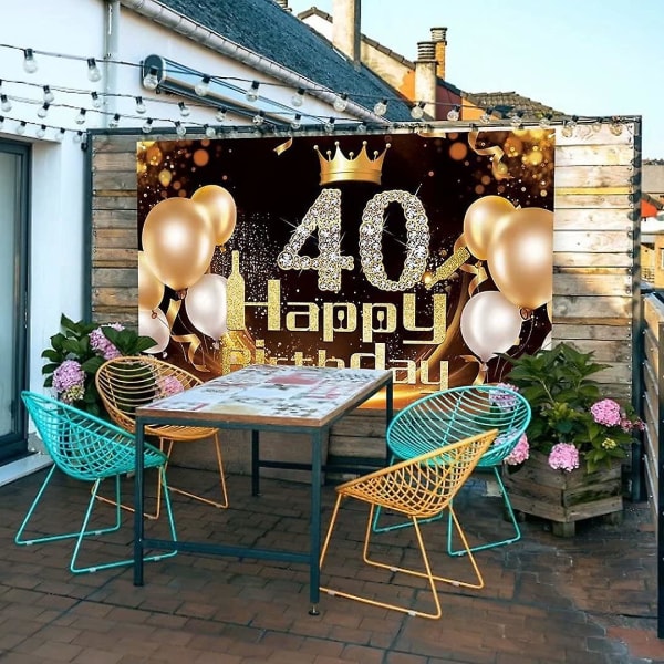 Sort banner i sort og guld til 40-års fødselsdag