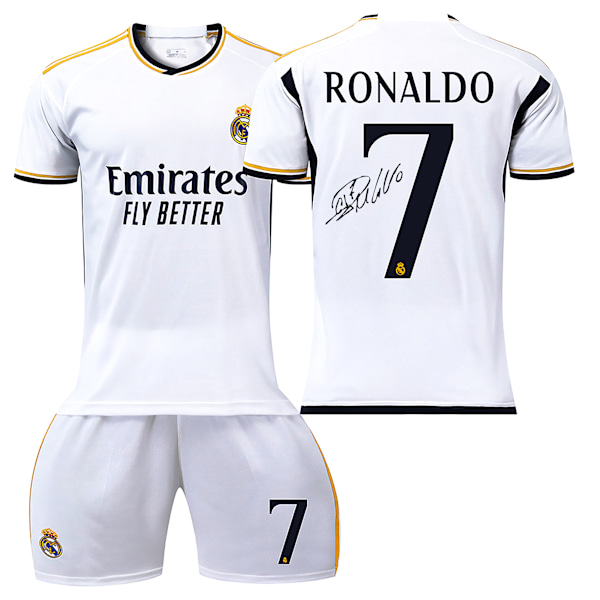 Värmeprägling Signature Edition! 23-24 Ronaldo 7 Real Madrid tröja Ny säsong Senaste fotbollströjorna för vuxna barn XL