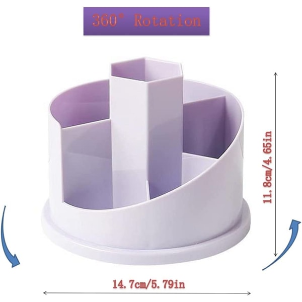 360° roterande pennhållare, sminkborsthållare, lila
