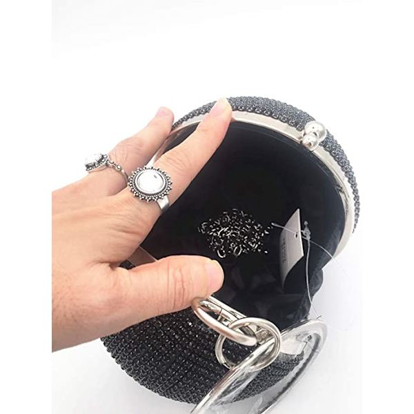 Naisten pyöreä pallomainen clutch-laukku, hopea